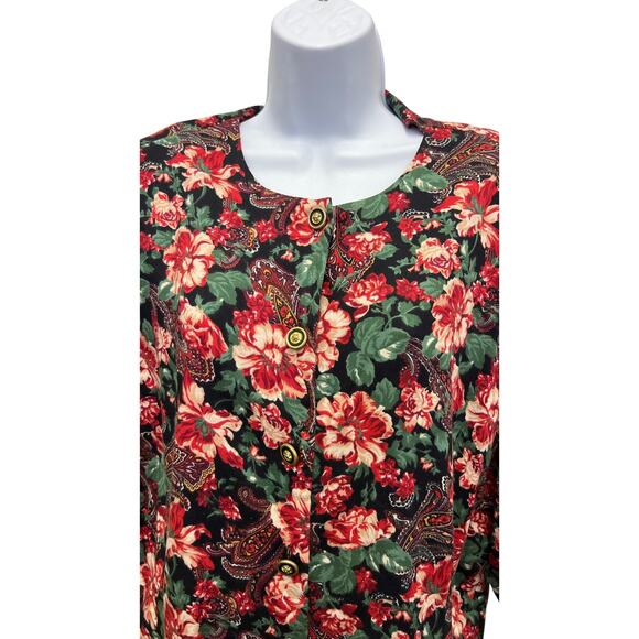 Worthington Floral Paisley Button Down Blouse 24W Made in USA - Picture 2 of 4